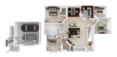 a floor plan of a house with a car and a garage